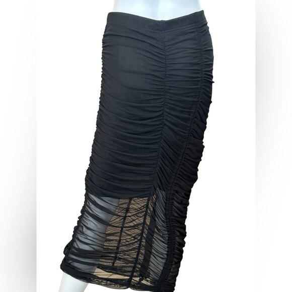 New ~ LONDON ROSE ~ Ruched Midi Skirt Size Large - Picture 2 of 5